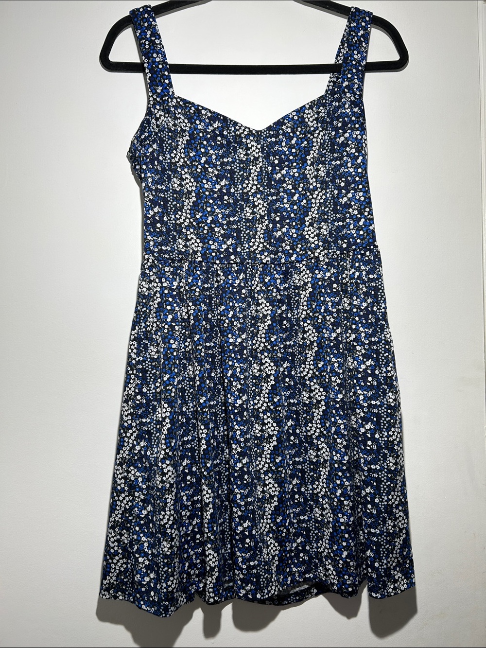 BeBop Navy Blue Floral Midi Dress with Straps Pockets